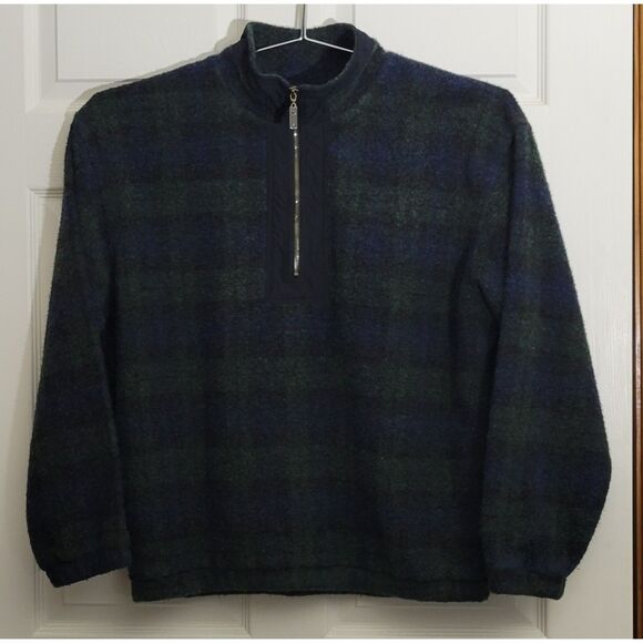 VTG Elements Haley Mens L Blue Green Wool Blend Made In USA Quarter‎ Zip Pockets - Picture 2 of 8
